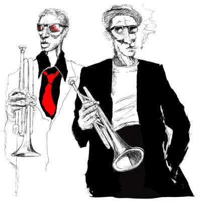 Poster  Musique vintage et trompettistes