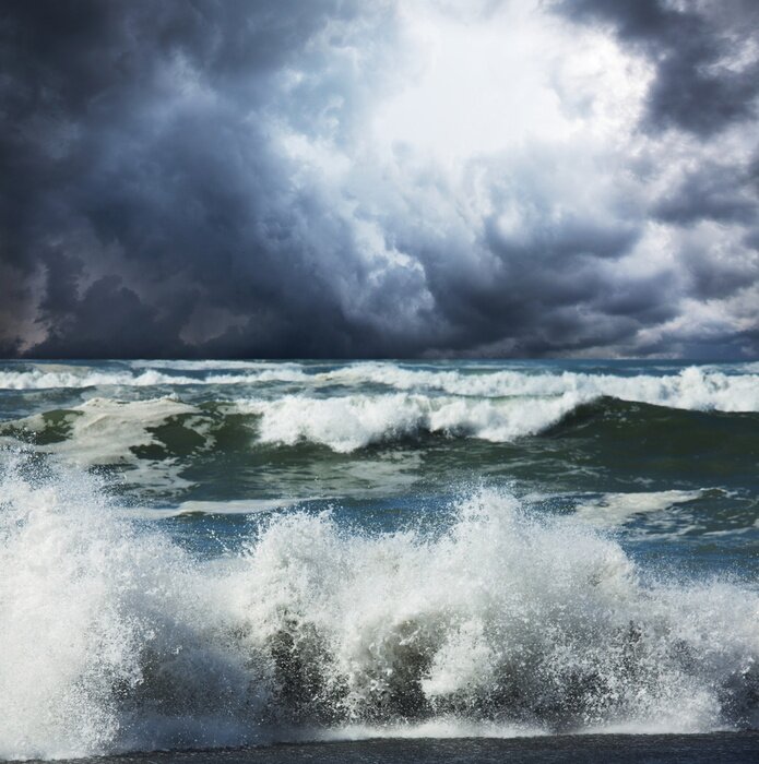 Poster  Nature marine des vagues agitées
