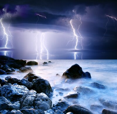Poster  Nature orageuse au bord de la mer