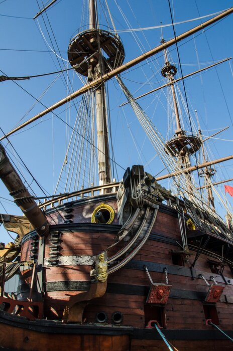 Poster  Navire en bois en mer