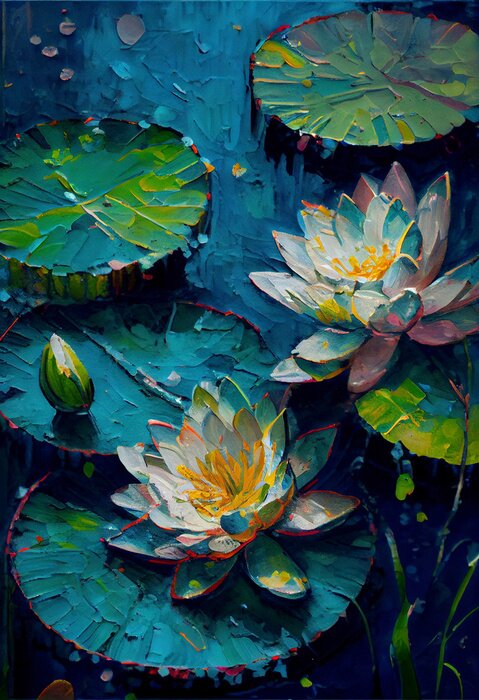 Poster  Nénuphars peints