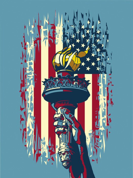 Poster  New York avec un drapeau