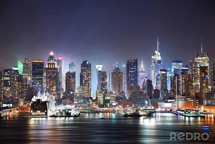 Poster  New York bâtiments la nuit