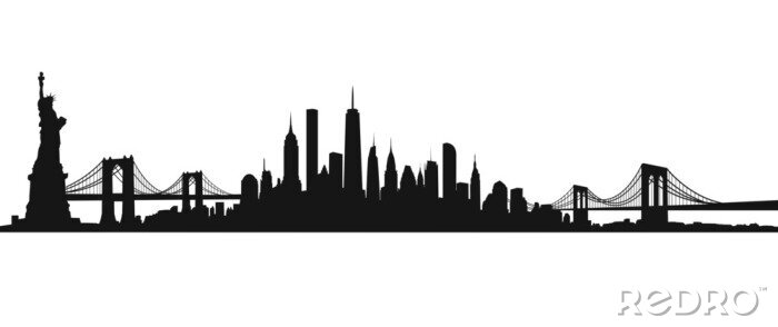 Poster  New York City Skyline vecteur noir et blanc