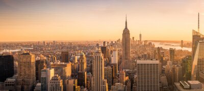 Poster  New York, ville, Horizon, panorama, Coucher soleil