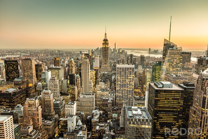 Poster  New York, ville, Manhattan, centre ville, Horizon.