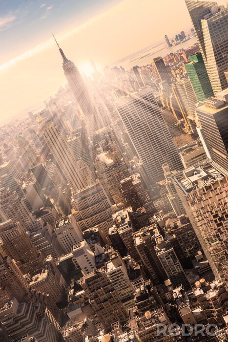 Poster  New York, ville, Manhattan, Horizon, Coucher soleil.