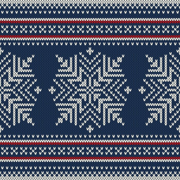 Poster  Noël tricoté motif ornemental de flocons de neige