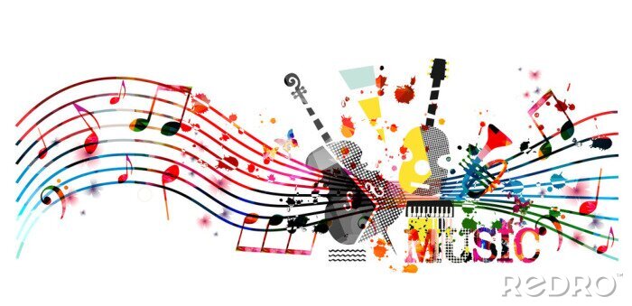 Poster  Notes de guitare et typographie