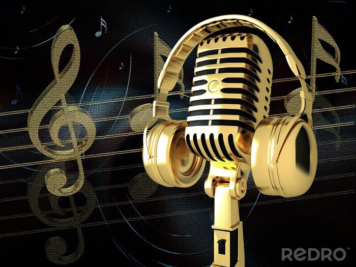 Poster  Notes de musique et microphone