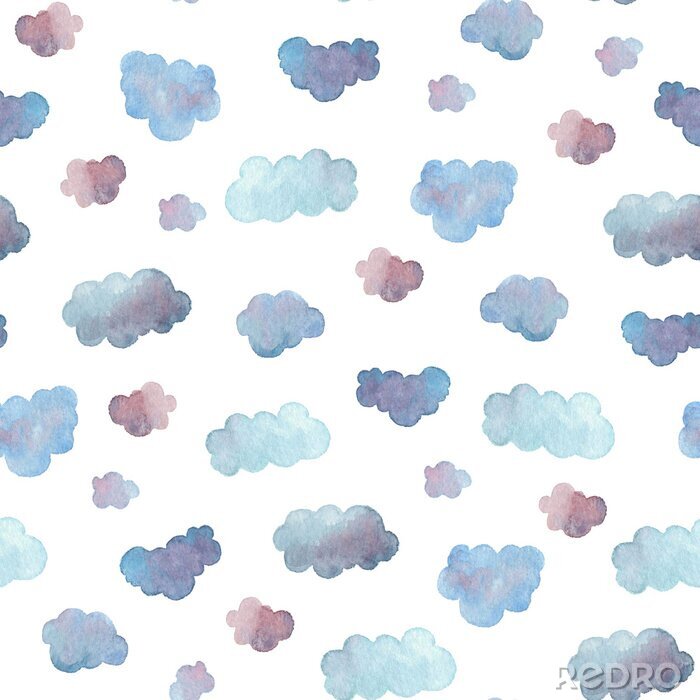 Poster  Nuages bleus version aquarelle