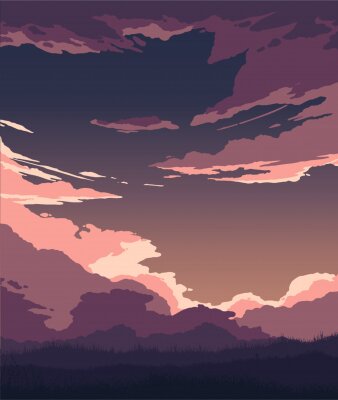 Poster  Nuages illuminés par le coucher de soleil