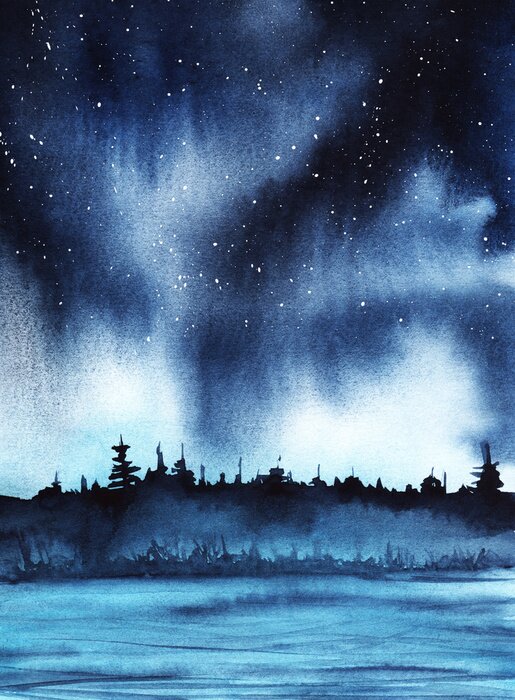 Poster  Nuit étoilée sur le lac