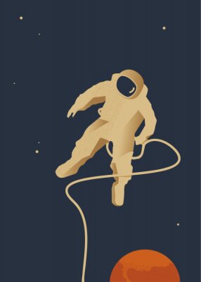 Poster  Oeuvre d'art de l'espace extra-atmosphérique pour enfants avec un astronaute