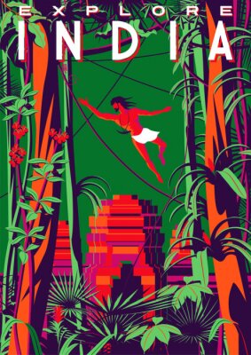 Poster  Oeuvre de voyage dans la jungle