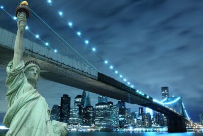 Poster  Oeuvre du pont de Brooklyn et de la statue de la liberté