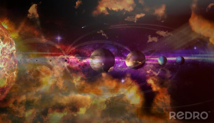 Poster  Oeuvre du système solaire avec des nuages