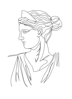 Sticker  One line drawing sketch. Sculpture vector illustration.Modern single line art, aesthetic contour. Perfect for home decor such as posters, wall art, tote bag, t-shirt print, sticker, post card.