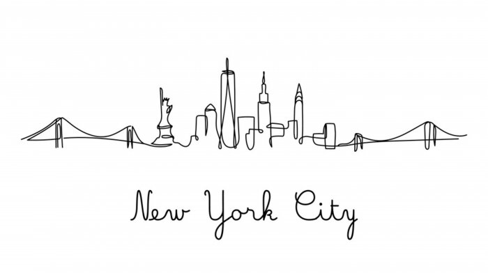Poster  One line style New York City skyline. Simple modern minimaistic style vector.