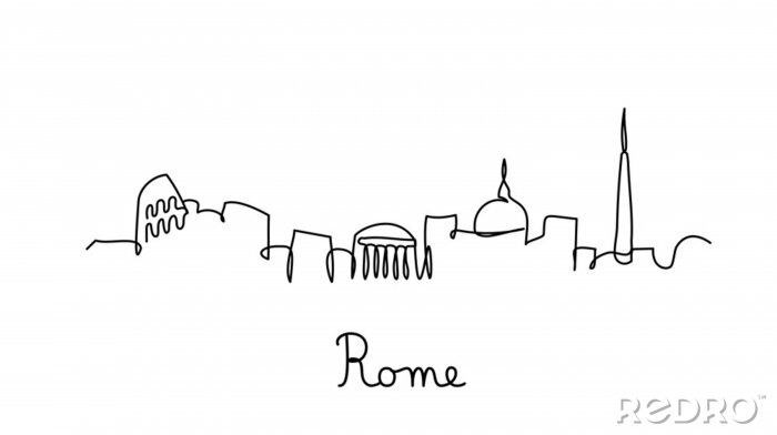Poster  One line style Rome city skyline. Simple modern minimaistic style vector.