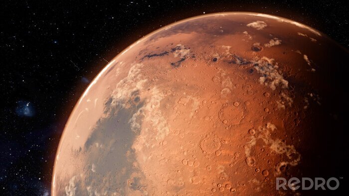 Poster  Orbiting Planet Mars. High quality 3d illustration