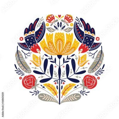 Poster  Ornement floral folklorique