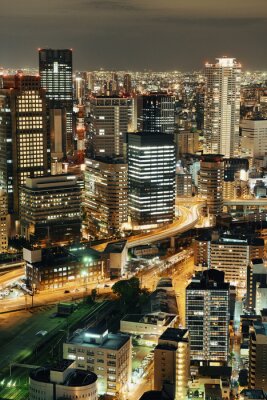 Osaka nuit vue sur le toit