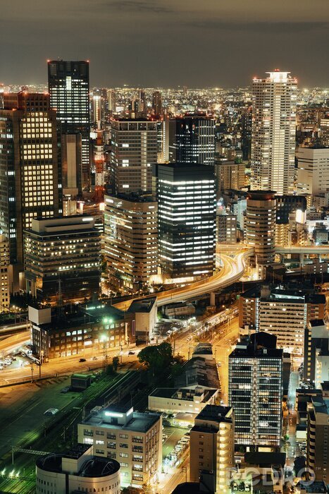 Poster  Osaka nuit vue sur le toit