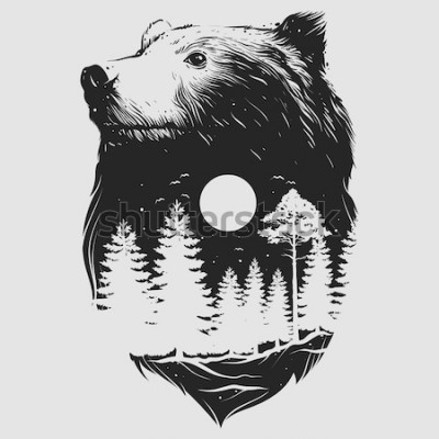 Poster  Ours et animal de la forêt