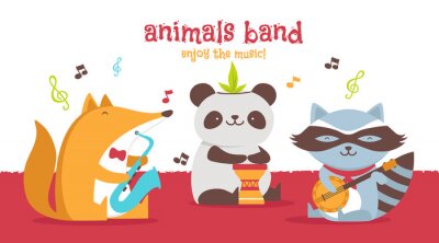 Poster  Panda dans un groupe de musique
