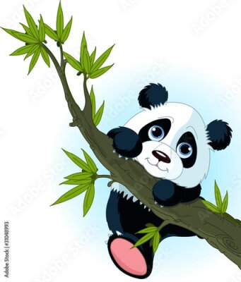 Poster  Panda féerique sur bambou