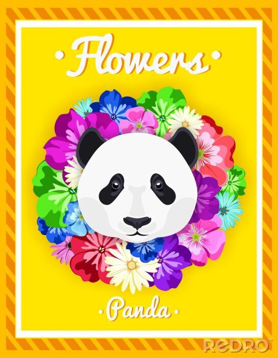 Poster  Panda géant en fleurs