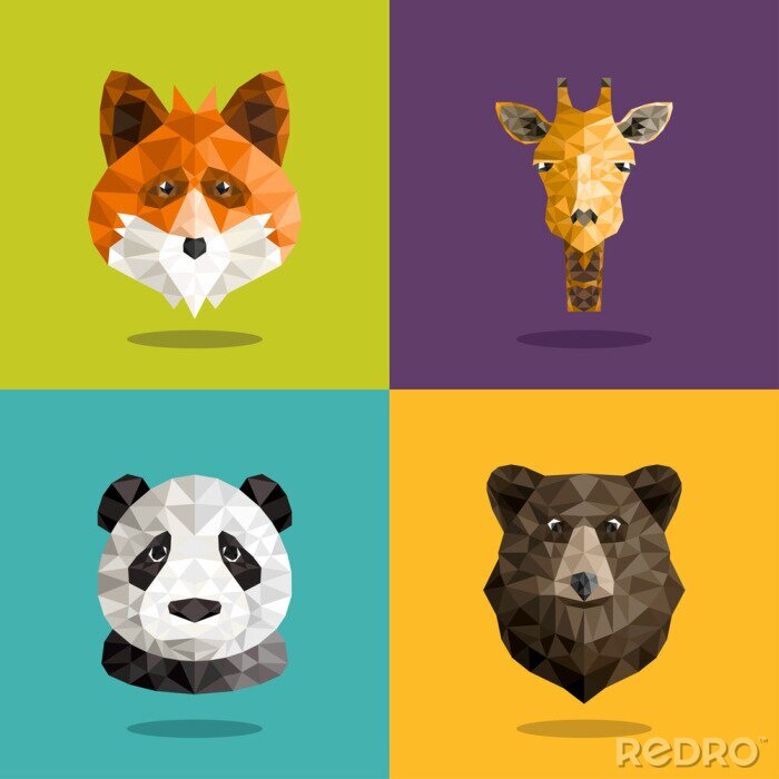Poster  Panda géométrique et animaux
