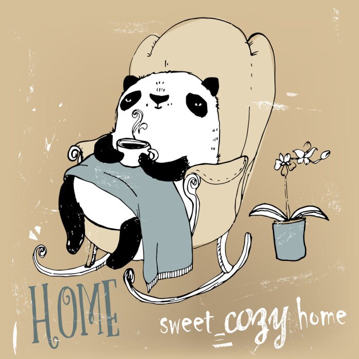 Poster  Panda mignon dans le fauteuil