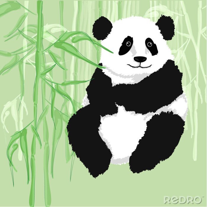 Poster  Panda sur le fond d'une forêt de bambous