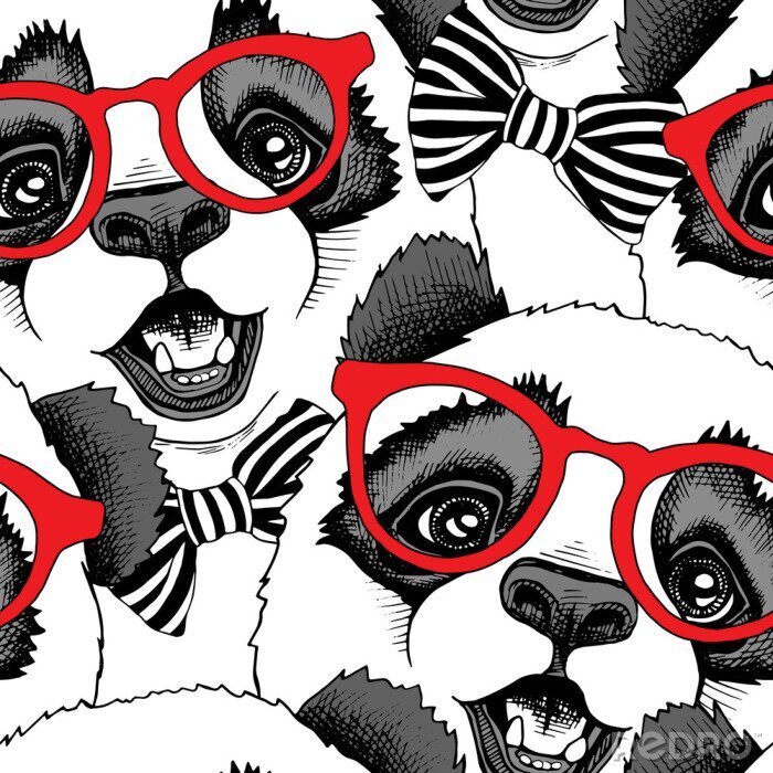 Poster  Pandas à lunettes rouges
