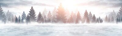 Poster  Panorama d'une forêt d'hiver