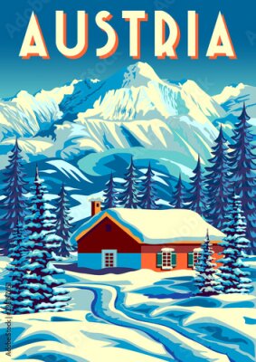 Poster  Panorama d'une montagne dans une ville autrichienne