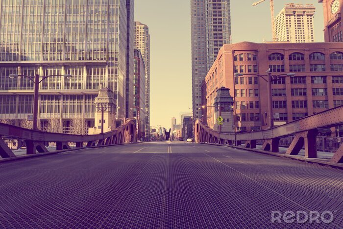 Poster  Panorama de Chicago aux tonalités rétro