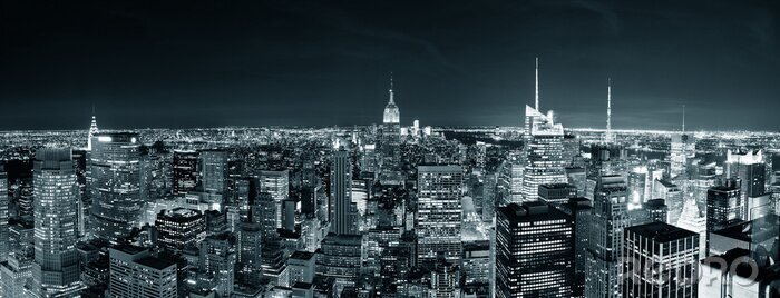 Poster  Panorama de la ville de New York avec des lumières