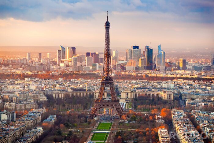 Poster  Panorama de la ville de Paris en début de soirée