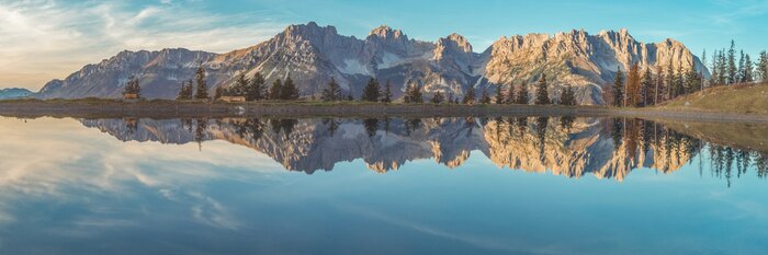 Poster  Panorama de montagne avec un lac