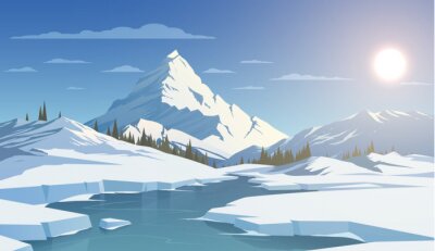 Poster  Panorama de montagne hivernal