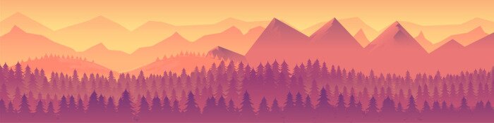 Poster  Panorama de montagnes en rose