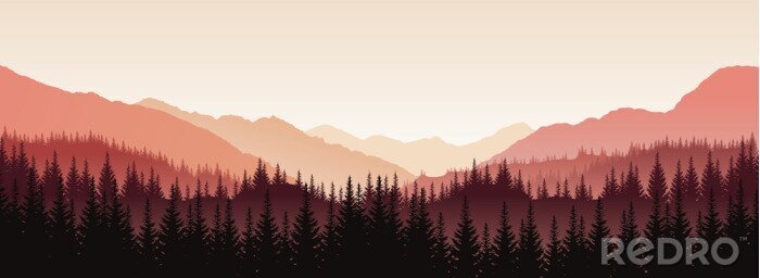 Poster  Panorama de montagnes et de forêts
