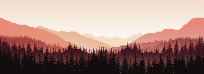 Poster  Panorama de montagnes et de forêts