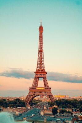 Poster  Panorama de Paris un soir ensoleillé