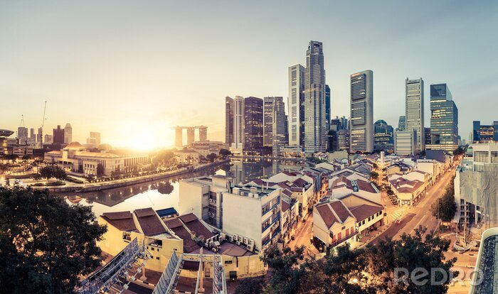 Poster  Panorama de Singapour sous le soleil