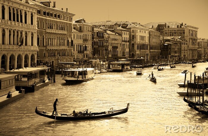 Poster  Panorama de Venise aux couleurs sépia