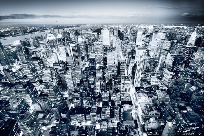 Poster  Panorama de ville en bleu